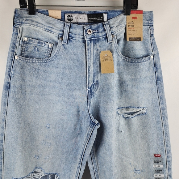 Levi's Silvertab Loose Fit Distressed Light Blue Jeans Mens Size 32x32 NWT - Picture 2 of 16